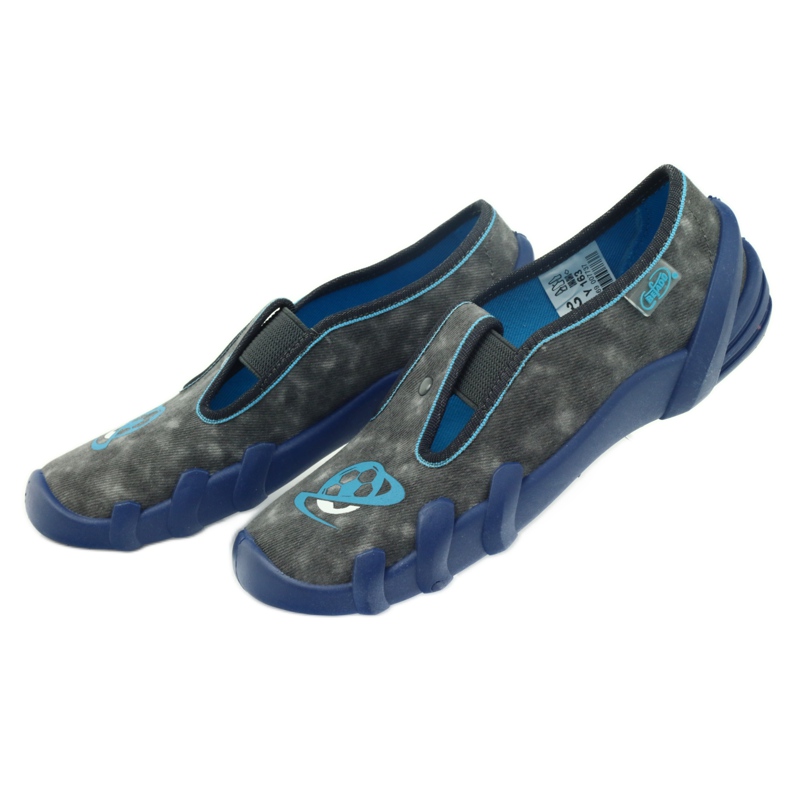 Befado Kinderschuhe Hausschuhe 290y163 blau grau 5