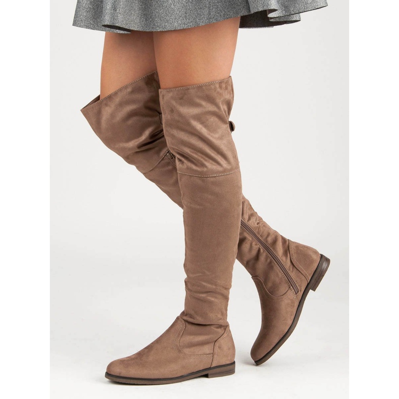 SDS Overknee-Stiefel aus Wildleder braun 1