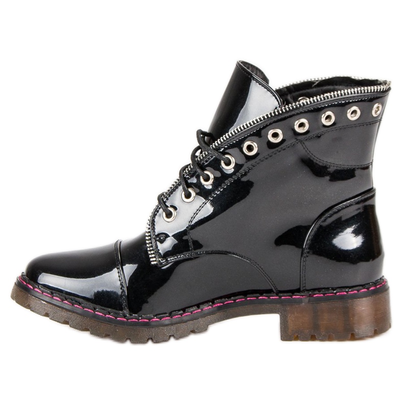 Lucky Shoes Lackierte Arbeiter schwarz 1