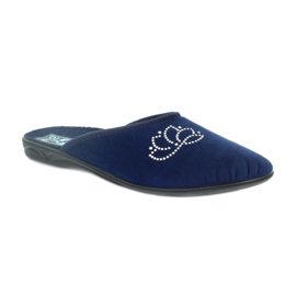Hausschuhe Velours Pailletten Adanex marineblau 1