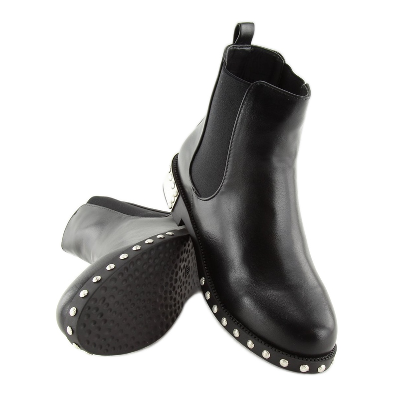 Schwarze LY91 Schwarze Chelsea-Stiefel mit Nieten 1