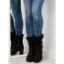 Schwarze Stiefeletten High Heels T119 Schwarz 1