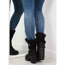 Schwarze Stiefeletten High Heels T119 Schwarz 2