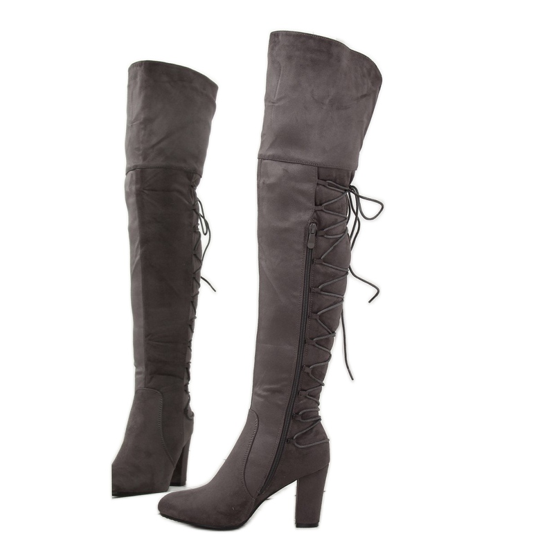 Grau Überstiefel High Heels B34H-HB Grau 1
