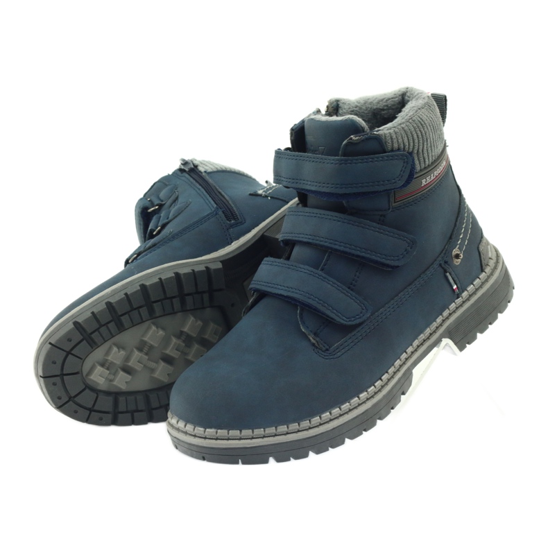 American Club Stiefeletten mit Klettverschluss 708121 grau navy blau 4