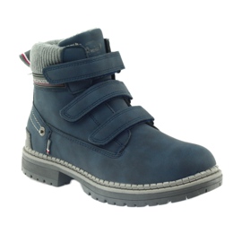 American Club Stiefeletten mit Klettverschluss 708121 grau marineblau 1