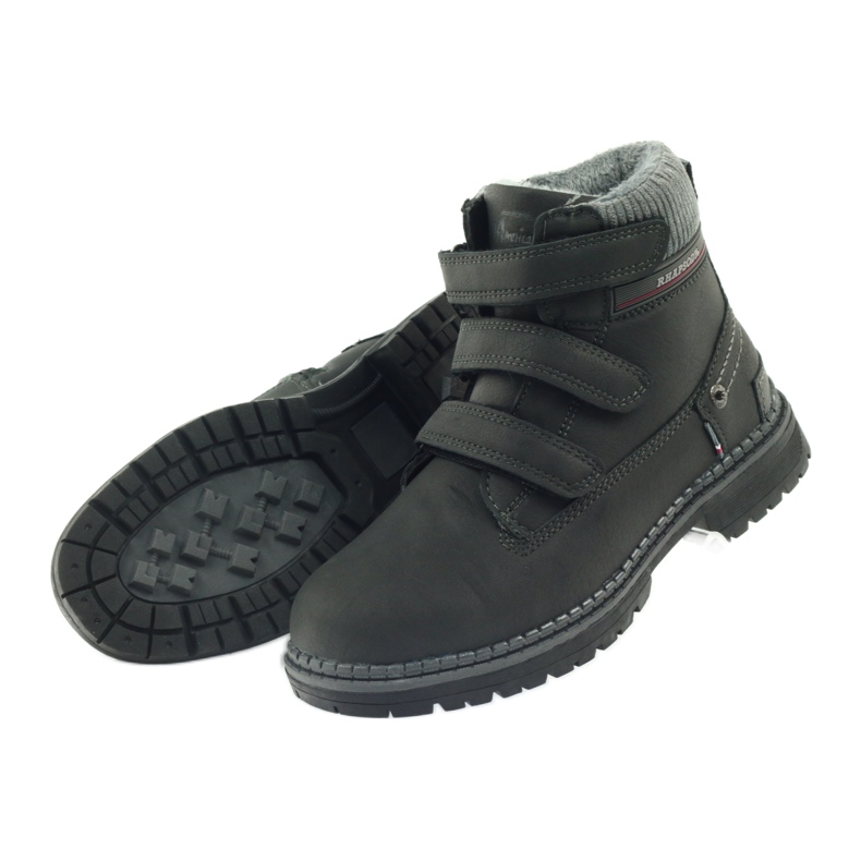 American Club Stiefeletten mit Klettverschluss 708121 schwarz grau 4