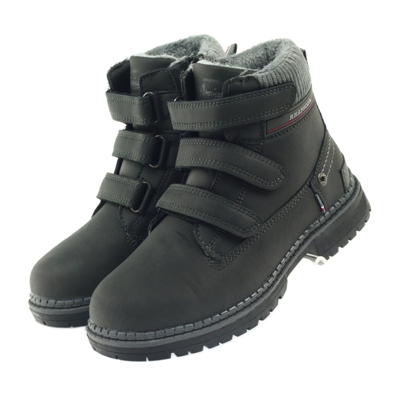 American Club Stiefeletten mit Klettverschluss 708121 schwarz grau 3
