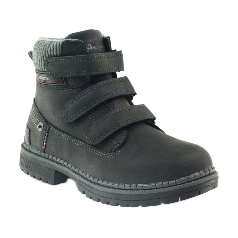 American Club Stiefeletten mit Klettverschluss 708121 schwarz grau 1
