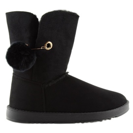 Schwarze Emusy mit Pompon SP04P schwarz 1