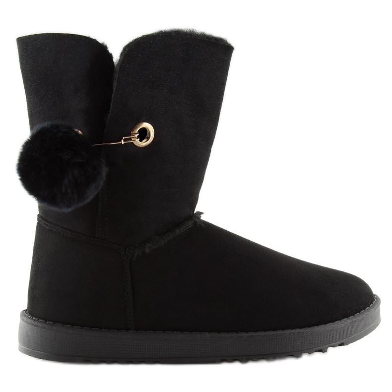 Schwarze Emusy mit Pompon SP04P schwarz 1