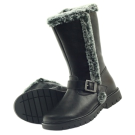 American Club Schwarze lange Stiefel mit Fell 4