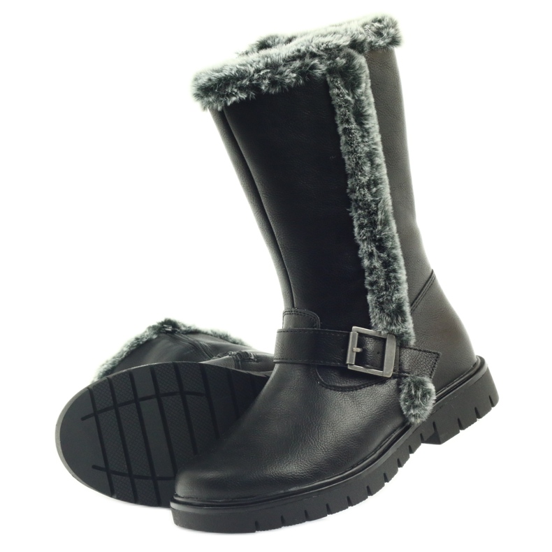 American Club Schwarze lange Stiefel mit Fell 4