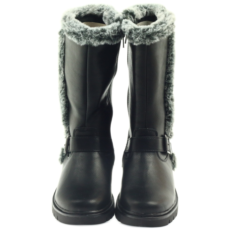 American Club Schwarze lange Stiefel mit Fell 2