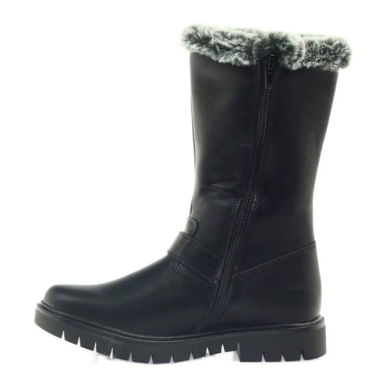 American Club Schwarze lange Stiefel mit Fell 1