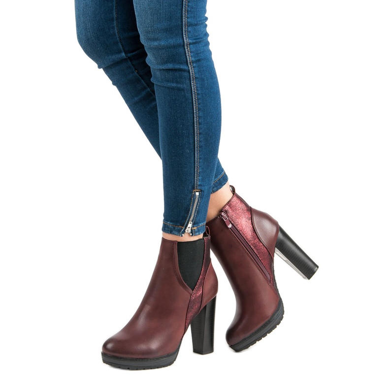 Erynn Sexy burgunderrote Stiefel 1