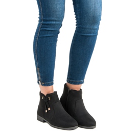 Top Shoes Niedrige Stiefeletten mit Reißverschluss schwarz 1