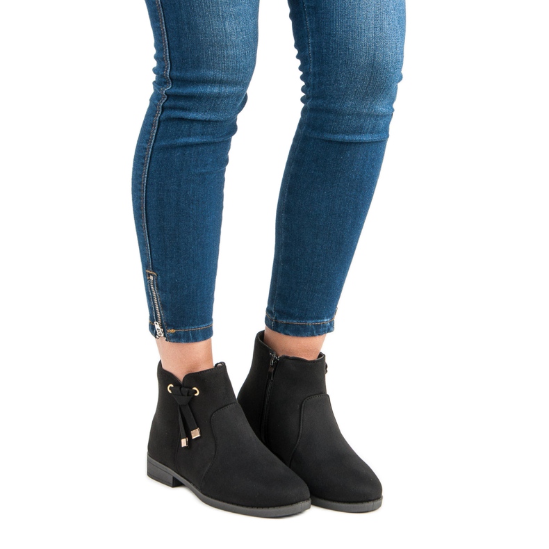 Top Shoes Niedrige Stiefeletten mit Reißverschluss schwarz 1