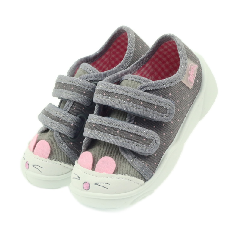 Befado Kinderschuhe Hausschuhe Turnschuhe 907P101 grau rosa 5