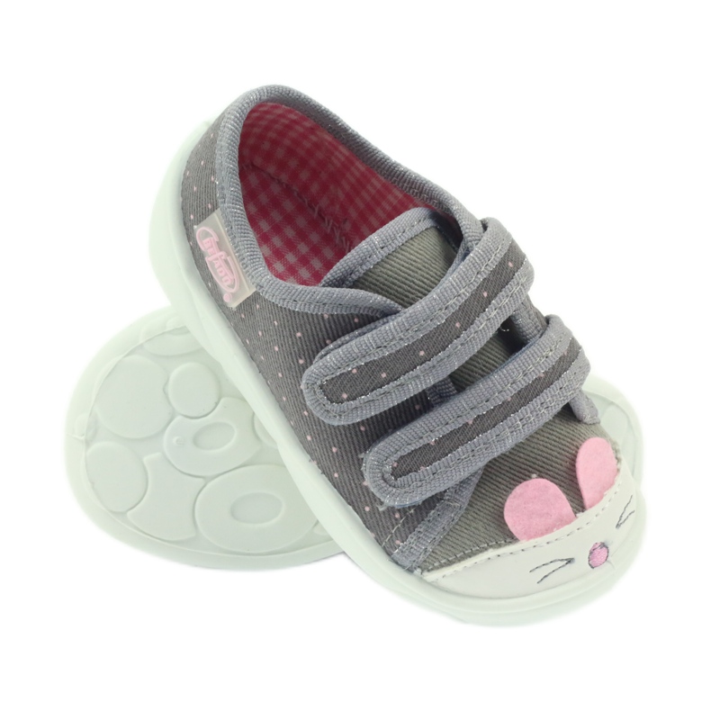Befado Kinderschuhe Hausschuhe Turnschuhe 907P101 grau rosa 3