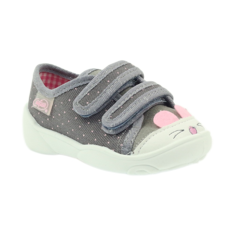 Befado Kinderschuhe Hausschuhe Turnschuhe 907P101 grau rosa 1