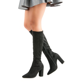 Small Swan Stiefel mit hohen Absätzen aus Wildleder schwarz 2