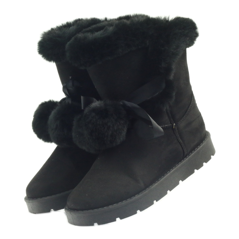 Schwarze Emusy Mukluki mit Pompon 3