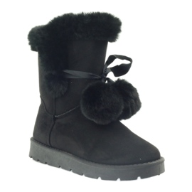 Schwarze Emusy Mukluki mit Pompon 1