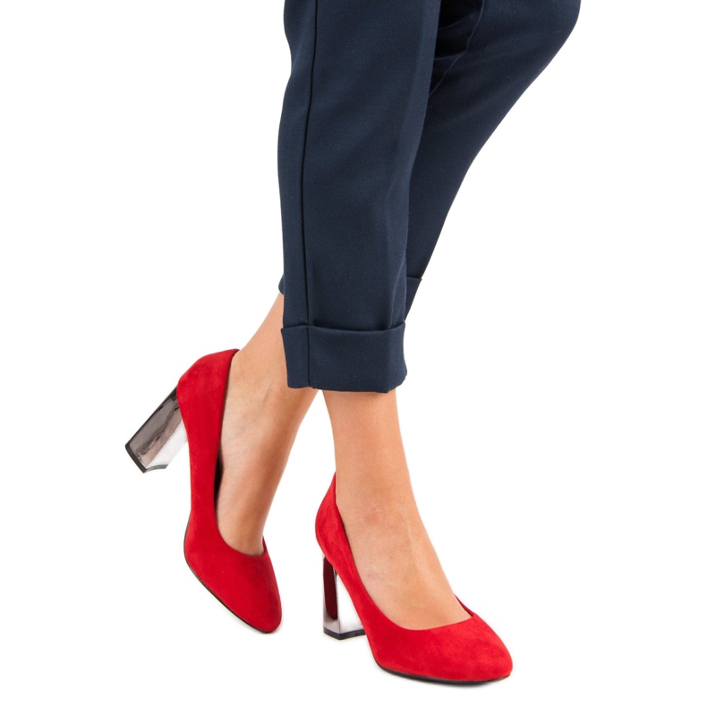 Wildleder rote Pumps 2