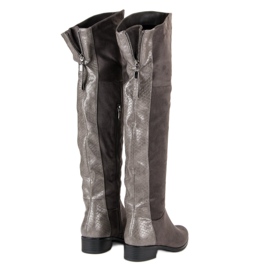 Filippo Overknee-Stiefel aus Wildleder grau 1