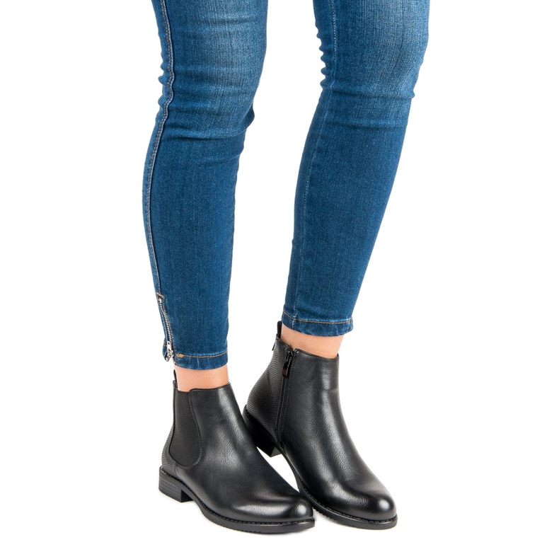 J. Star Niedrige Chelsea-Stiefel schwarz 1