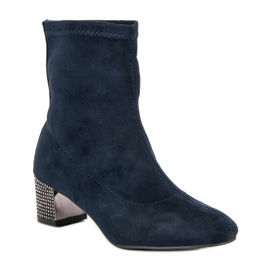 Kylie Marineblaue Stiefel zum Hineinschlüpfen 1