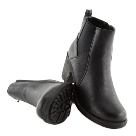 Schwarze Stiefel mit weiten Absätzen 1032-1 Schwarz 2