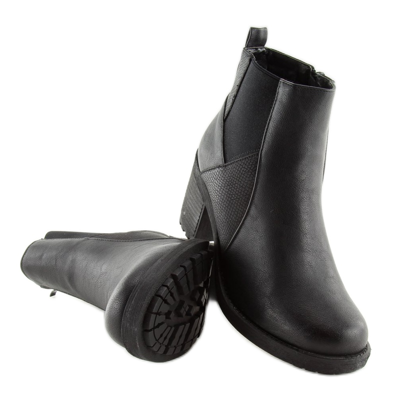 Schwarze Stiefel mit weiten Absätzen 1032-1 Schwarz 2
