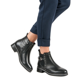 Vinceza Schwarze Stiefeletten mit Strasssteinen 1