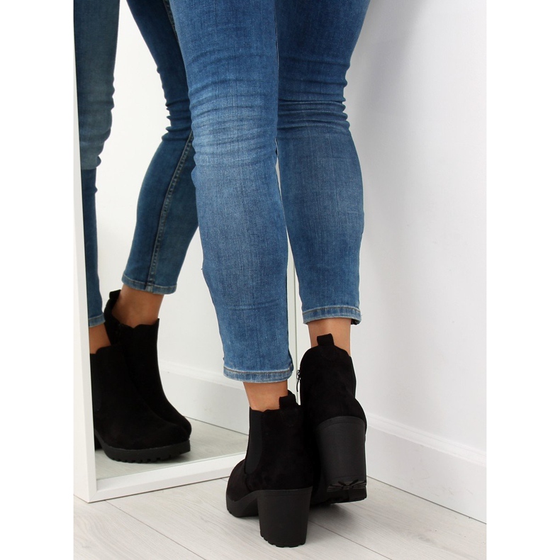 Schwarze Stiefel mit weiten Absätzen E5106 Schwarz 1