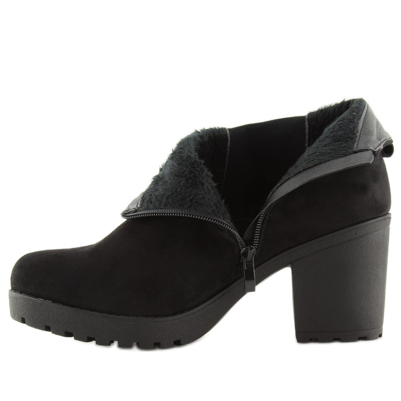 Schwarze Stiefel mit weiten Absätzen E5106 Schwarz 2