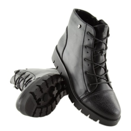 Schwarze Schnürstiefel 6707-1 schwarz 1