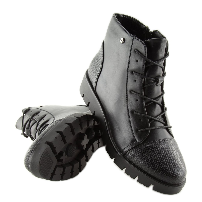 Schwarze Schnürstiefel 6707-1 schwarz 1
