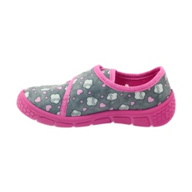 Befado Kinderschuhe 557X041 Hausschuhe grau rosa 2