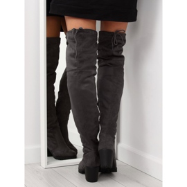 Overknee-Stiefel mit weiten Absätzen grau BH108-HB Grau 2