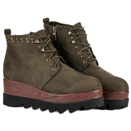 Kylie Keilstiefel aus Wildleder grün 1