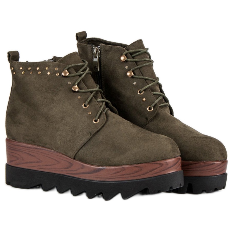 Kylie Keilstiefel aus Wildleder grün 1