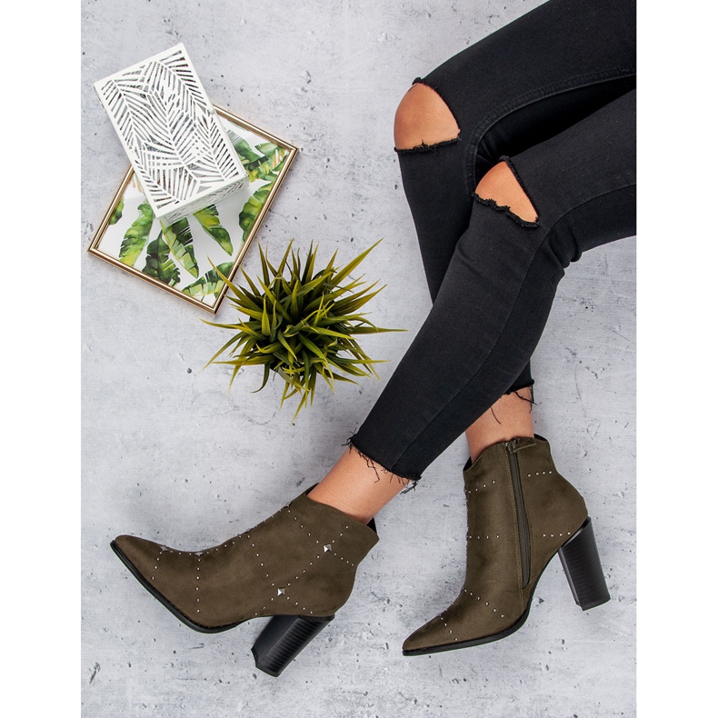 Kylie Khakifarbene Wildlederstiefel mehrfarbig grün 1