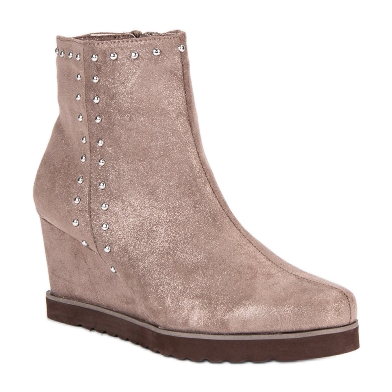 Kylie Beige Stiefel auf einem Keil 1