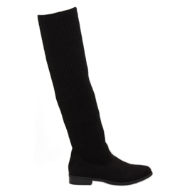 Schwarze Overknee-Stiefel BM102 schwarz 2