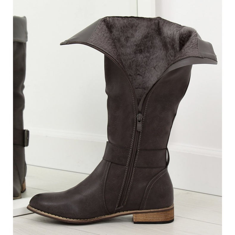 Graue Reitstiefel für Damen 439-PG Grau 2