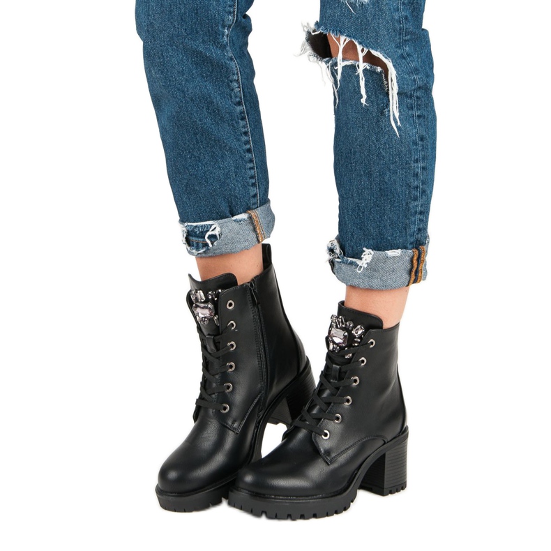 Kylie Gebundene Stiefel am Pfosten schwarz 2