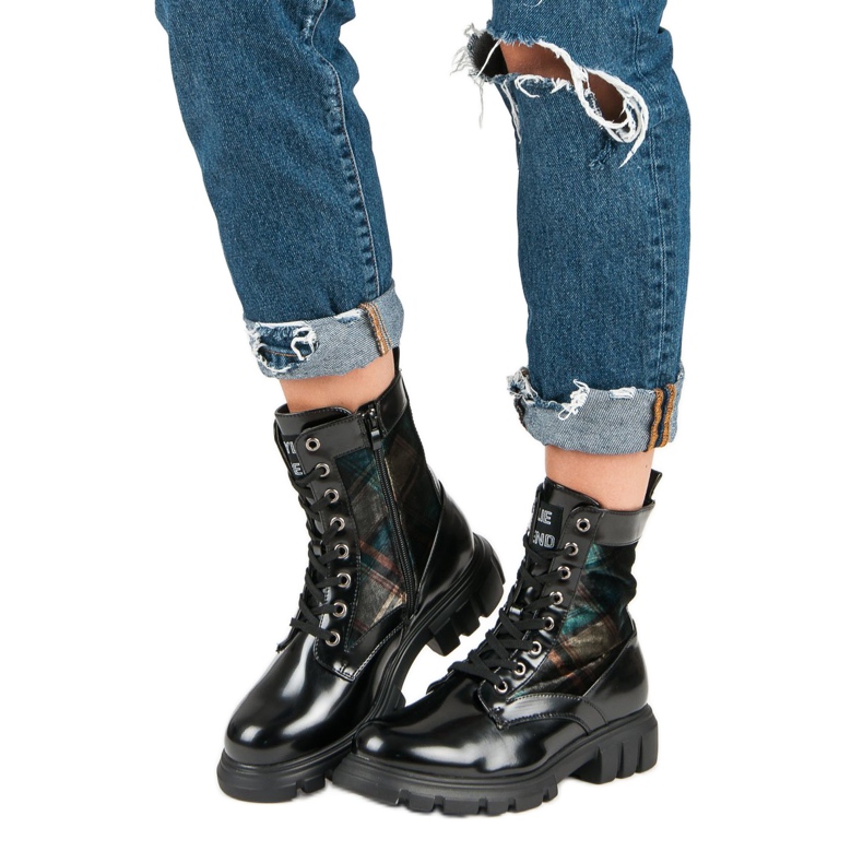 Kylie Karierte Stiefel schwarz 2