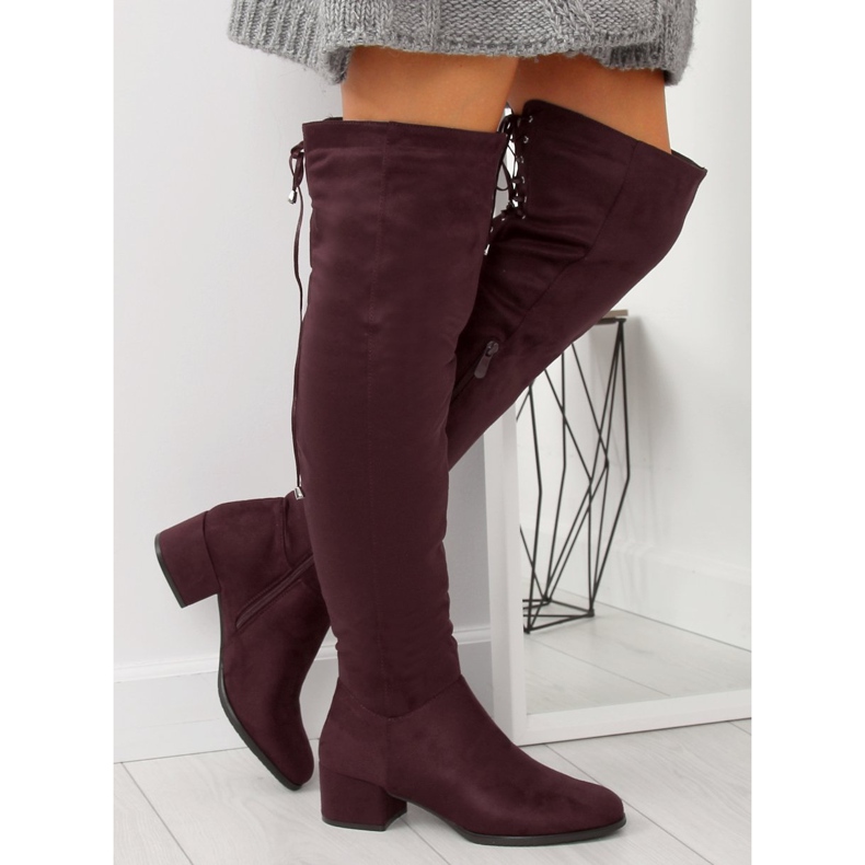 Overknee-Stiefel BH129-HB Wein burgund mehrfarbig rot 2